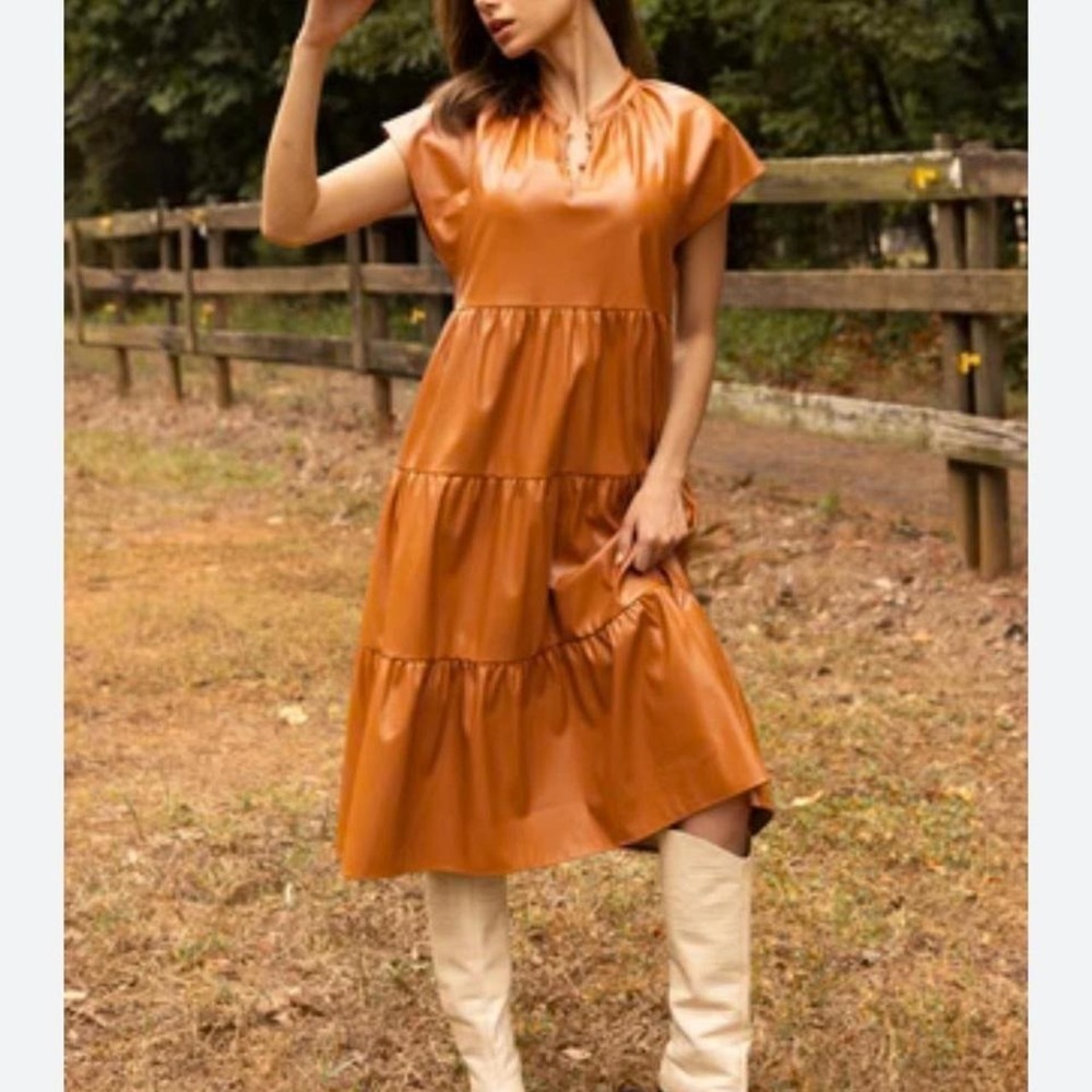 NWT Alden Adair Faux Leather Midi Dress / NEVER WORN‎ / Size XS